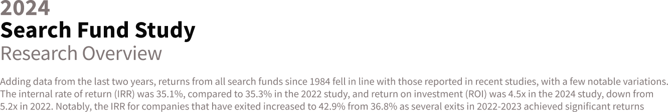 Stanford Graduate School of Business: Search Fund Study